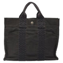HERMES Her Line PM Tote Bag Canvas Gray Silver Auth bs24608-2