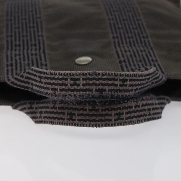 HERMES Her Line PM Tote Bag Canvas Gray Silver Auth bs24608