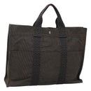 HERMES Her Line MM Tote Bag Canvas Gray Silver Auth bs24609-1