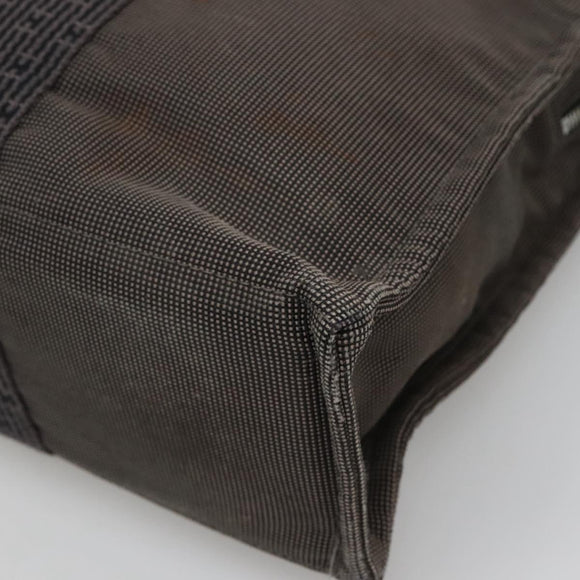 HERMES Her Line MM Tote Bag Canvas Gray Silver Auth bs24609