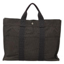 HERMES Her Line MM Tote Bag Canvas Gray Silver Auth bs24609-13