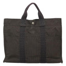 HERMES Her Line MM Tote Bag Canvas Gray Silver Auth bs24609-2