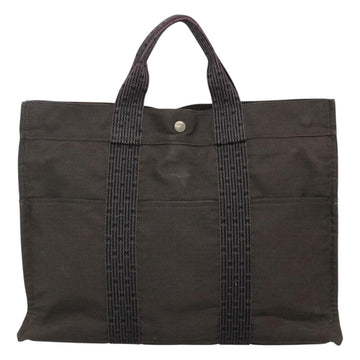 HERMES Her Line MM Tote Bag Canvas Gray Silver Auth bs24609 - 0