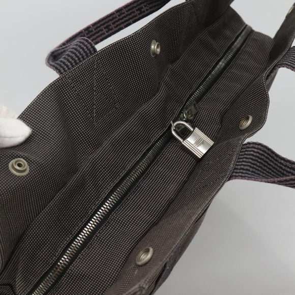 HERMES Her Line MM Tote Bag Canvas Gray Silver Auth bs24609