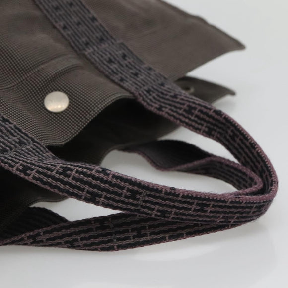 HERMES Her Line MM Tote Bag Canvas Gray Silver Auth bs24609