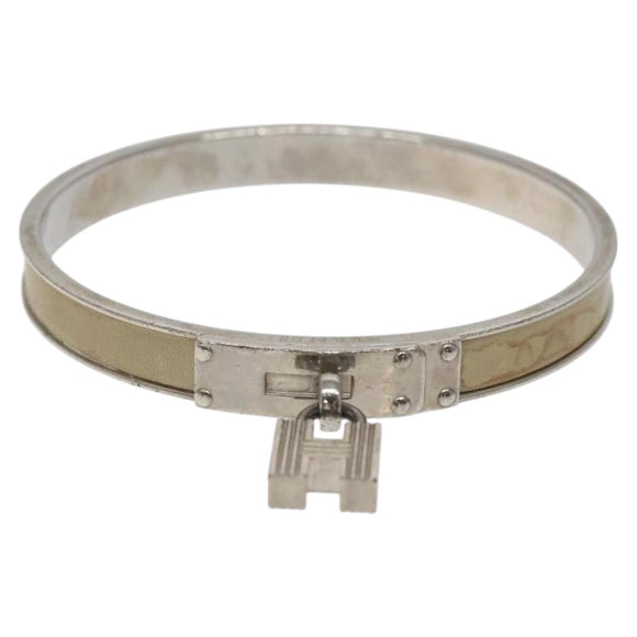 HERMES Bracelet Metal Beige Silver Auth bs24610