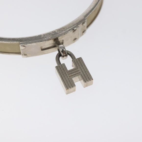 HERMES Bracelet Metal Beige Silver Auth bs24610