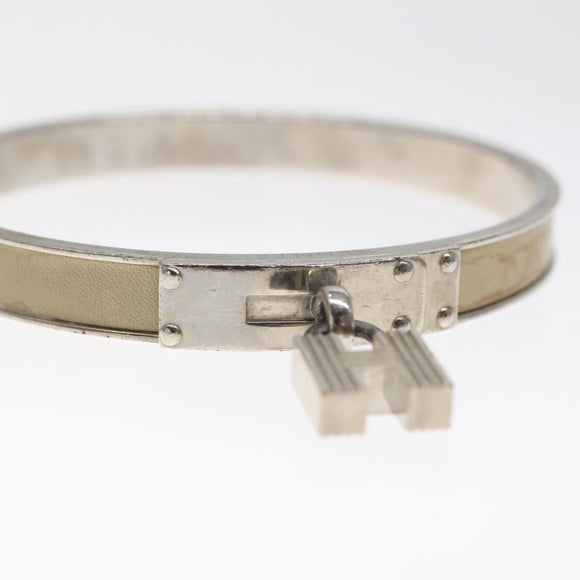 HERMES Bracelet Metal Beige Silver Auth bs24610