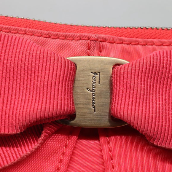 Salvatore Ferragamo Shoulder Bag Nylon Pink Gold Auth bs24618