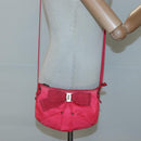 Salvatore Ferragamo Shoulder Bag Nylon Pink Gold Auth bs24618-22