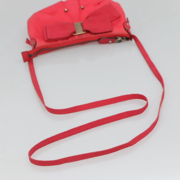 Salvatore Ferragamo Shoulder Bag Nylon Pink Gold Auth bs24618