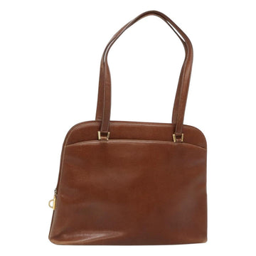 Salvatore Ferragamo Shoulder Bag Leather Brown Gold Auth bs24619