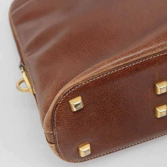 Salvatore Ferragamo Shoulder Bag Leather Brown Gold Auth bs24619