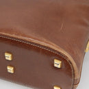 Salvatore Ferragamo Shoulder Bag Leather Brown Gold Auth bs24619-15