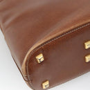 Salvatore Ferragamo Shoulder Bag Leather Brown Gold Auth bs24619-13