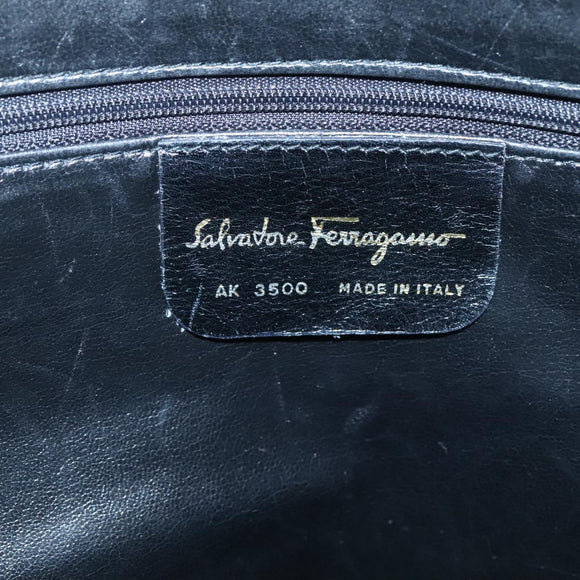 Salvatore Ferragamo Shoulder Bag Leather Brown Gold Auth bs24619