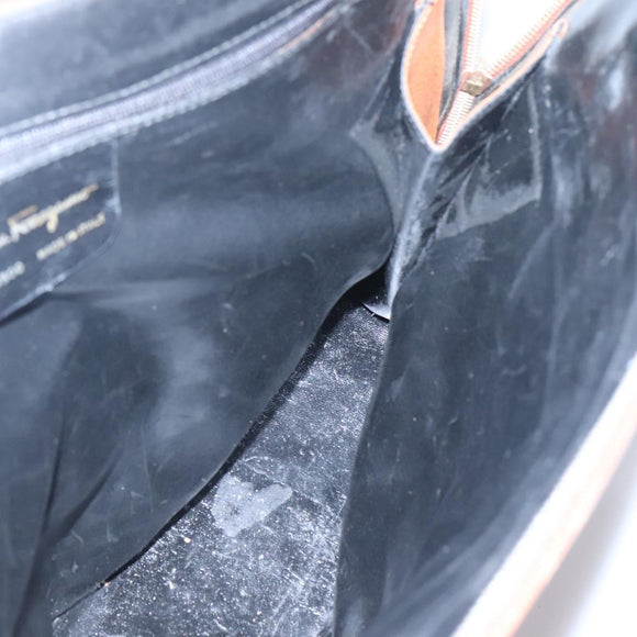 Salvatore Ferragamo Shoulder Bag Leather Brown Gold Auth bs24619