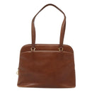 Salvatore Ferragamo Shoulder Bag Leather Brown Gold Auth bs24619-2