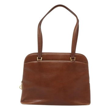 Salvatore Ferragamo Shoulder Bag Leather Brown Gold Auth bs24619 - 0