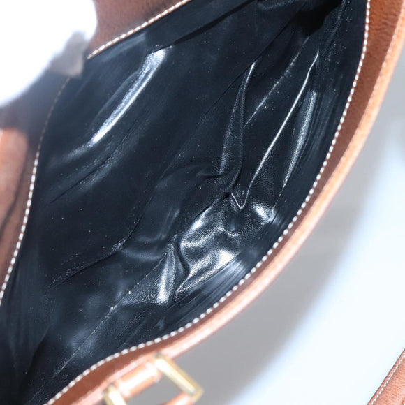 Salvatore Ferragamo Shoulder Bag Leather Brown Gold Auth bs24619