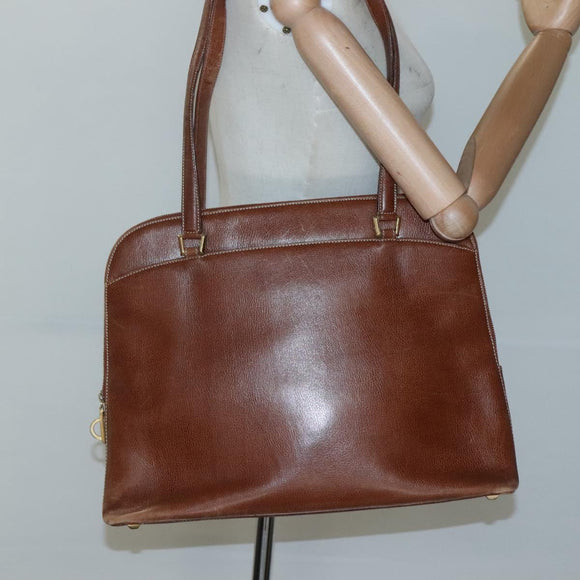 Salvatore Ferragamo Shoulder Bag Leather Brown Gold Auth bs24619