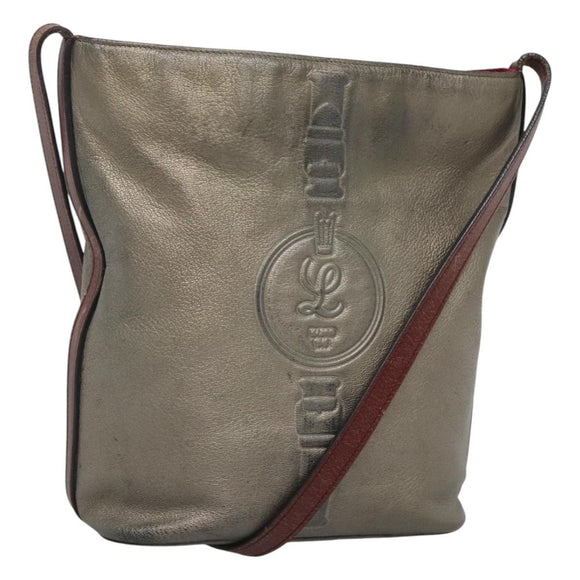 LOEWE Shoulder Bag Leather Silver Auth bs24622