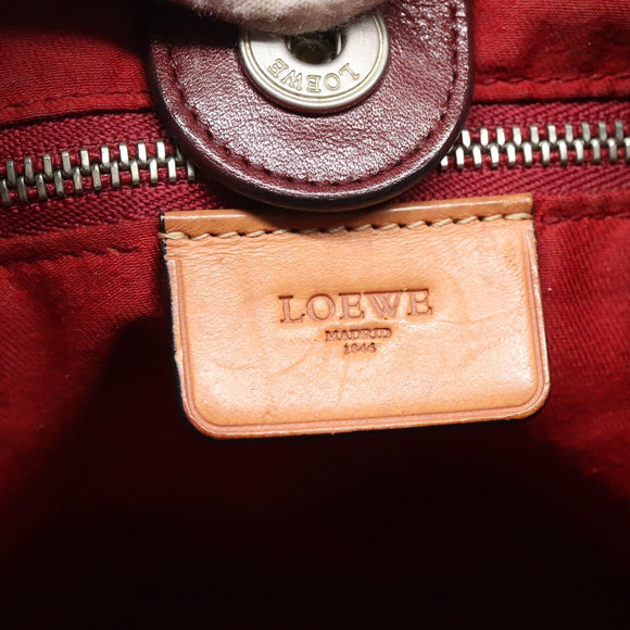 LOEWE Shoulder Bag Leather Silver Auth bs24622