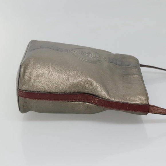 LOEWE Shoulder Bag Leather Silver Auth bs24622