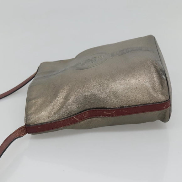 LOEWE Shoulder Bag Leather Silver Auth bs24622