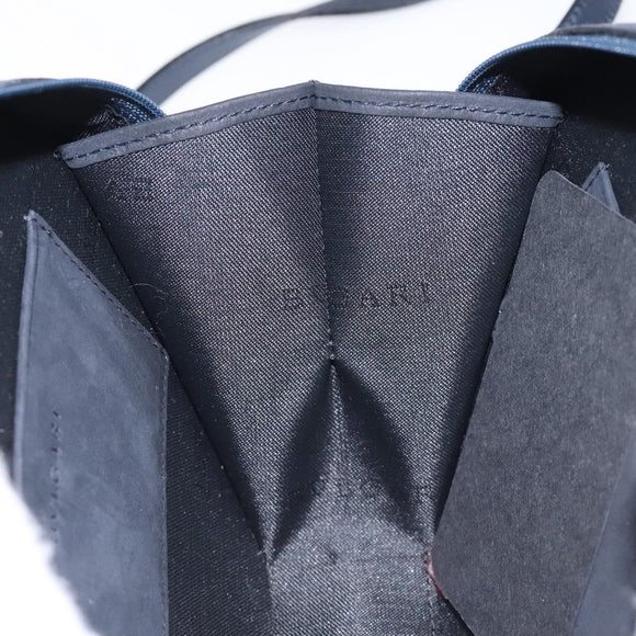 BVLGARI Shoulder Bag Suede Navy Silver Auth bs24625