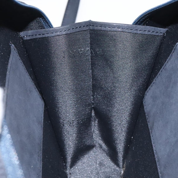 BVLGARI Shoulder Bag Suede Navy Silver Auth bs24625