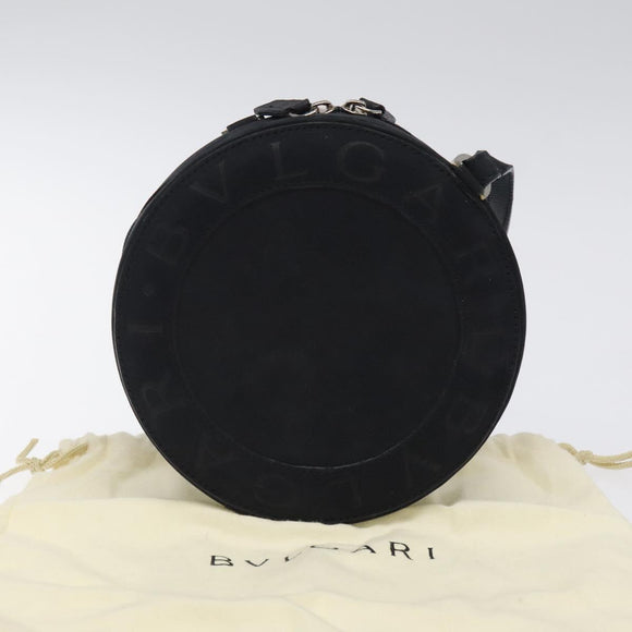 BVLGARI Shoulder Bag Suede Navy Silver Auth bs24625