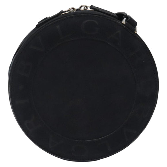 BVLGARI Shoulder Bag Suede Navy Silver Auth bs24625