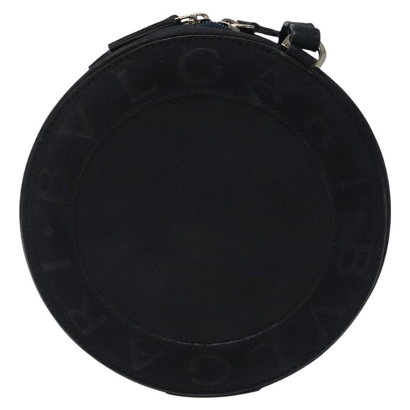 BVLGARI Shoulder Bag Suede Navy Silver Auth bs24625