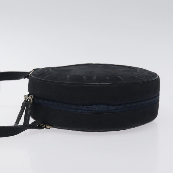 BVLGARI Shoulder Bag Suede Navy Silver Auth bs24625