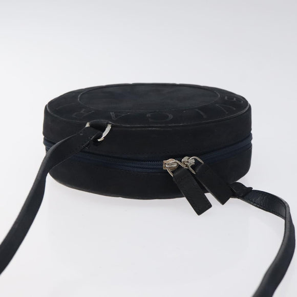 BVLGARI Shoulder Bag Suede Navy Silver Auth bs24625