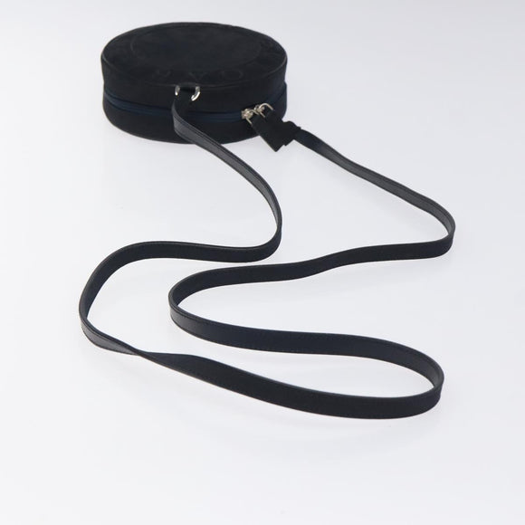 BVLGARI Shoulder Bag Suede Navy Silver Auth bs24625