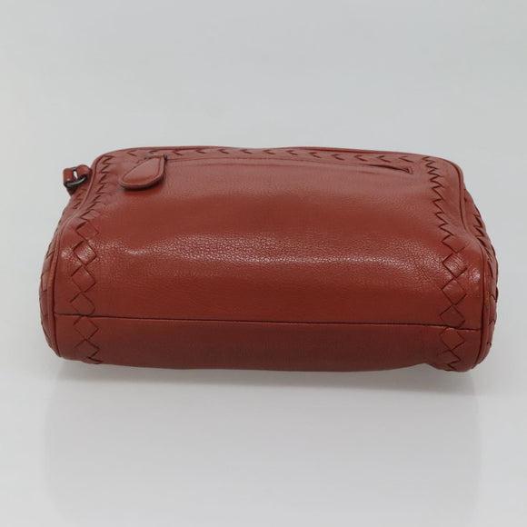 BOTTEGA VENETA INTRECCIATO Clutch Bag Leather Brown Auth bs24626