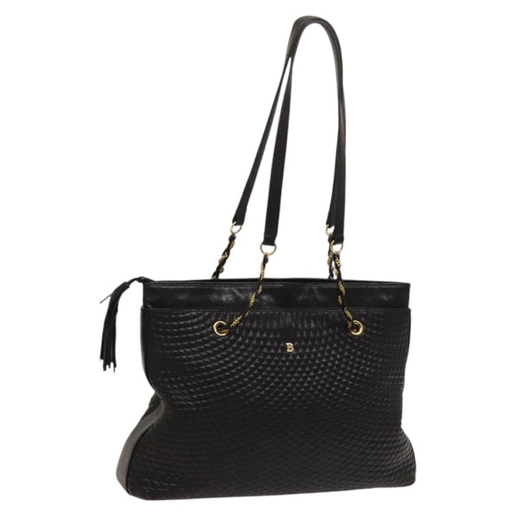 BALLY Shoulder Bag Leather Brown Gold Auth bs24637