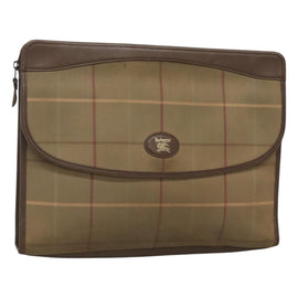 Burberrys Nova Check Clutch Bag Canvas Beige Auth bs24640