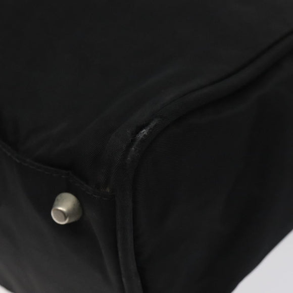 PRADA Hand Bag Nylon Black Silver Auth bs24646
