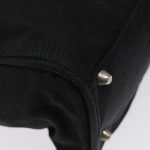 PRADA Hand Bag Nylon Black Silver Auth bs24646