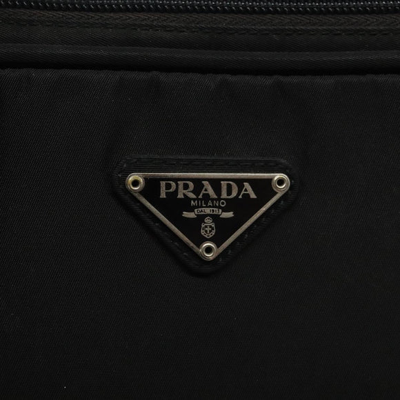 PRADA Hand Bag Nylon Black Silver Auth bs24646