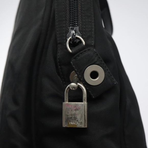 PRADA Hand Bag Nylon Black Silver Auth bs24646