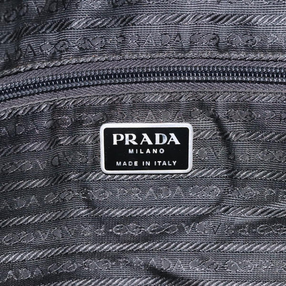 PRADA Hand Bag Nylon Black Silver Auth bs24646