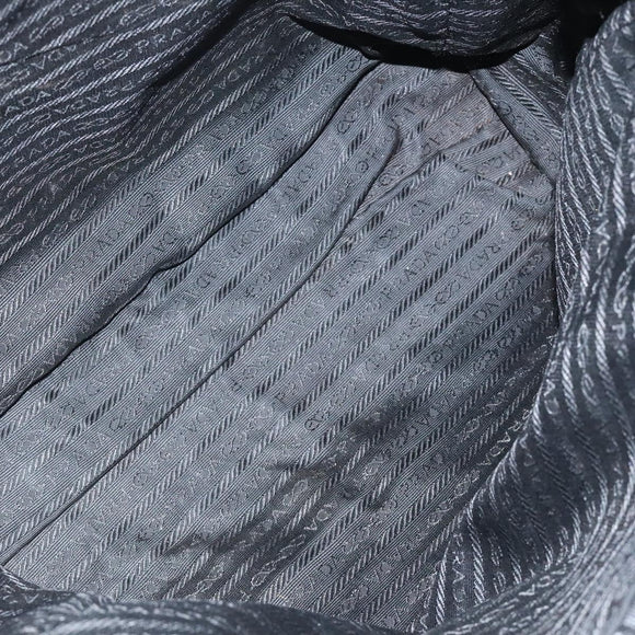 PRADA Hand Bag Nylon Black Silver Auth bs24646