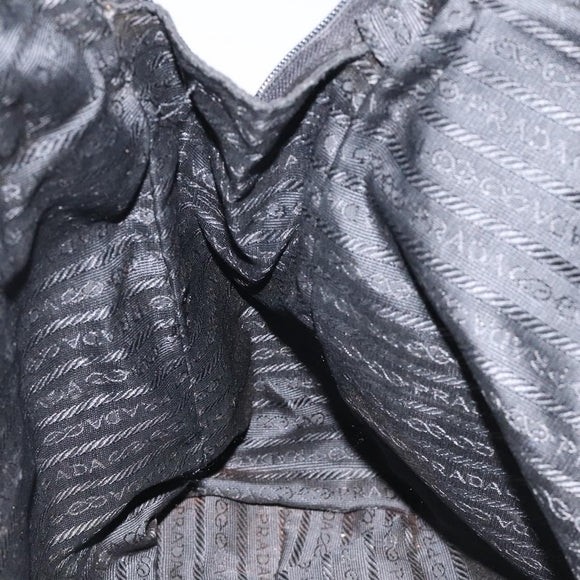 PRADA Hand Bag Nylon Black Silver Auth bs24646