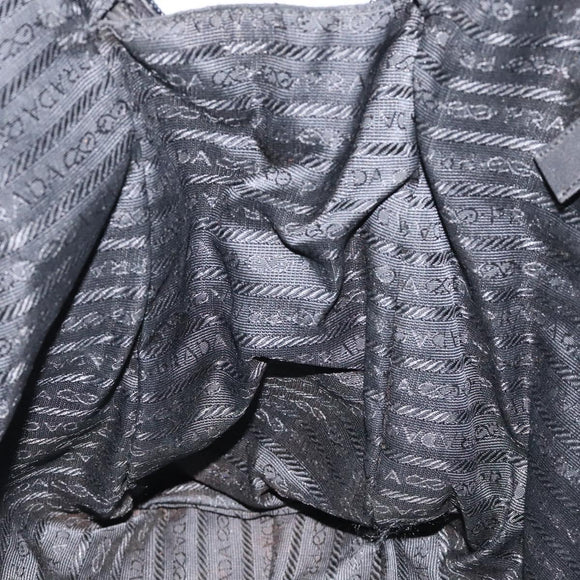 PRADA Hand Bag Nylon Black Silver Auth bs24646