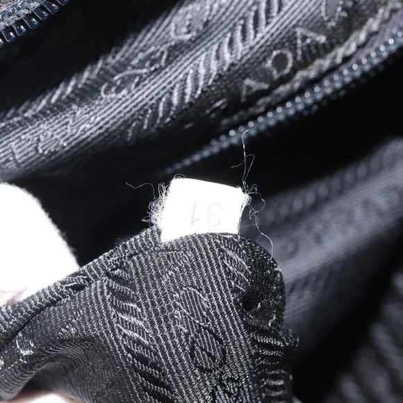 PRADA Hand Bag Nylon Black Silver Auth bs24646