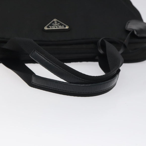 PRADA Hand Bag Nylon Black Silver Auth bs24646